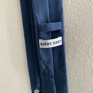 Birdy Grey Slate Blue Tie and Pocket Square